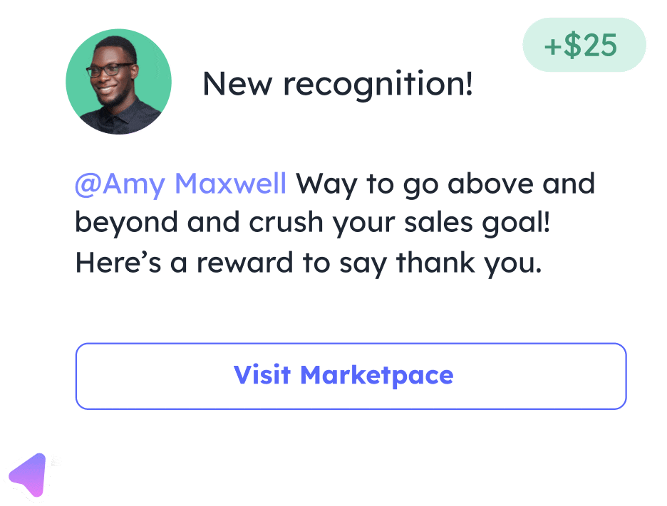 reward card with marketplace visit button